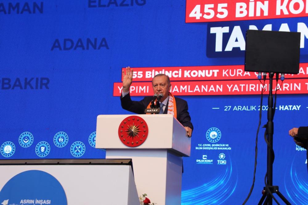 CUMHURBAŞKANI ERDOĞAN HATAY’DA 455 BİN KONUTUN KURA TÖRENİNE KATILDI